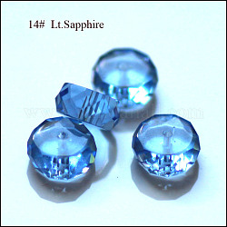 Imitation österreichischen Kristallperlen, Klasse aaa, facettiert, Flachrund, Licht Himmel blau, 8x3.5 mm, Bohrung: 0.9~1 mm