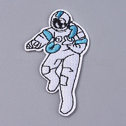 Tela de bordado computarizada para planchar / coser parches, accesorios de vestuario, astronauta, el cielo azul, 64x37x1mm