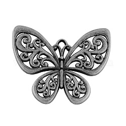 Stile tibetano in lega di farfalla in filigrana pendenti,  cadmio& piombo libero, argento antico, 49x56x3mm, Foro: 4x3 mm