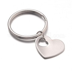 Porte-clés coeur en acier inoxydable, couleur inoxydable, 43mm