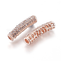 Alliage de zinc de perles de strass, Tube, cristal, or rose, 26.5x8.5x6mm, Trou: 3.5mm