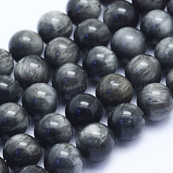Natural Hawk's Eye Beads Strands, Eagle Eye Stone, Round, Grade A, 10mm, Hole: 1mm, about 39pcs/strand, 15.3 inch(39cm)