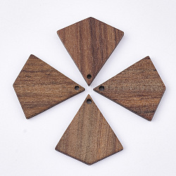 Undyed Walnut Wood Pendants, Kite, Saddle Brown, 28x26x3mm, Hole: 1.6mm