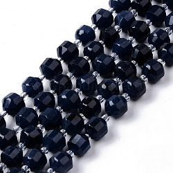 Brins de perles de saphir naturel teints, ronde, facette, 7~8x8mm, Trou: 1.2mm, Environ 38~40 pcs/chapelet, 15.16 pouce (38.5 cm)