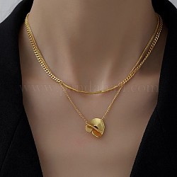 Ожерелье с изогнутой подвеской из титановой стали и застежкой-сердечком, золотые, 31.50 дюйм (80 см)