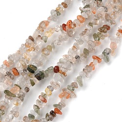 Chapelets de perles en quartz de rutile naturel, puce, 1.5~4.5x3~13x2.5~8mm, Trou: 0.6mm, 30.94~31.97 pouce (78.6~81.2 cm)