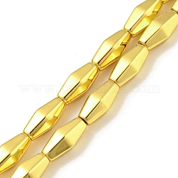 Fili di perline di ematite sintetica non magnetica elettrolitica, rombo, oro placcato, 12~12.3x5.2~5.8x5.2~5.8mm, Foro: 1.2 mm, circa 33pcs/filo, 16.73'' (42.5 cm)