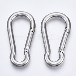 304 Stainless Steel Rock Climbing Carabiners, Key Clasps, Stainless Steel Color, 50x25x5mm