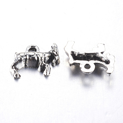Tibetan Style Alloy Pendants, Cadmium Free & Lead Free, Goat, Antique Silver, 11x14x3mm, Hole: 2mm