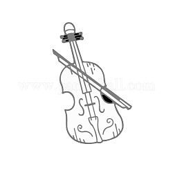 Broche en émail blanc thème musical, broche en alliage pour vêtements de sac à dos, partie de violon, 32x17mm