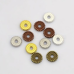 Disque placage alliage de zinc séparateurs perles, couleur mixte, 9.5x2mm, Trou: 2mm