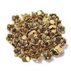Cappucci di perline in lega, cadmio & nichel &piombo libero, fiore, oro antico, 10x10x3mm, Foro: 1.5 mm