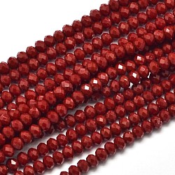 Chapelets de perles en rondelles facettées en verre, rouge, 4x3mm, Trou: 1mm, Environ 125 pcs/chapelet, 14.9 pouce
