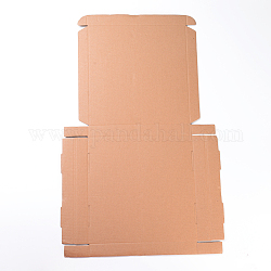 Boîte pliante en papier kraft, carrée, boîte en carton, boîtes postales, burlywood, 61x39x0.2 cm, produit fini: 26x26x3cm