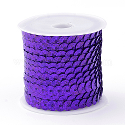 環境に優しいプラスチックスパンコールビーズ  スパンコールビーズ  装飾アクセサリー  フラットラウンド  青紫色  6mm  約5m /ロール