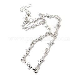 Collier de chaîne de lien d'épines d'alliage, collier de fil de fer barbelé punk pour hommes femmes, platine, 15.75 pouce (40 cm)