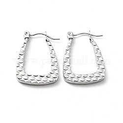 304 Stainless Steel Trapezoid Hoop Earrings for Women, Stainless Steel Color, 23x17x3mm, Pin: 0.8mm