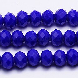 Imitation Jade Glass Bead Strands, Faceted, Rondelle, Blue, 10x8mm, Hole: 1mm, about 66pcs/strand, 21.2inch