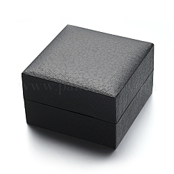 Квадратных пу кожи Шкатулки для часов, с губкой внутри прокладки, чёрные, 99.5x99.5x63 мм