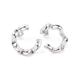304 Stainless Steel Stud Earring for Women, Twist Letter C, Stainless Steel Color, 19x17.5x3.5mm, Pin: 0.8mm