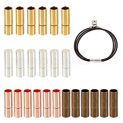 OLYCRAFT 24 Sets 4 Colors Brass Bayonet Clasps 4~5mm Hole Cylinder Bayonet Push Clasps Brass Cord Ends Column Push Clasps Buckle Mating Connectors for Bracelets Necklaces Buckle Jewelry Making
