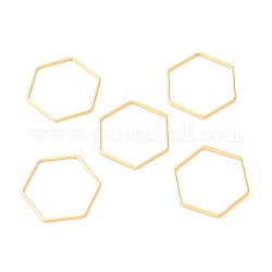 201 Edelstahl verbindet Ringe, Hexagon, golden, 22x20x1 mm