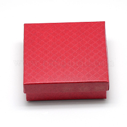 Karton Schmuck Set-Box, für Ringe, Necklack, Viereck, rot, 9x9x3 cm