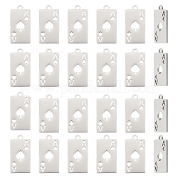 Unicraftale 201 Stainless Steel Pendants, Laser Cut, Ace of Spades, Stainless Steel Color, 19x10x1mm, Hole: 1.5mm, 24pcs/box