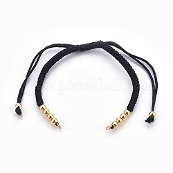 Fabrication de bracelet tressé avec cordon en nylon, avec des perles en laiton, or, noir, 10-1/4 pouce ~ 11-7/8 pouces (26~30 cm), 3mm