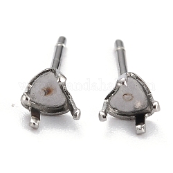 Accessoires des clous d'oreilles en 304 acier inoxydable, supports de boucle d'oreille prong, cœur, couleur inoxydable, convient pour strass de 4 mm, 4x4mm, pin: 0.8 mm