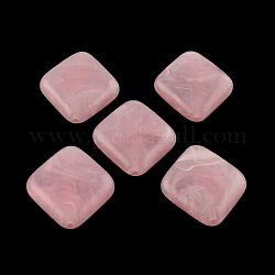 Rhombus Imitation Gemstone Acrylic Beads, Pearl Pink, 30x26x8mm, Hole: 2mm, about 130pcs/500g