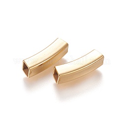 Perlas de tubo de 304 acero inoxidable, agujero cuadrado, dorado, 18x5x5mm, agujero: 4x4 mm