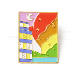 Regenbogenfarbener Stolz bunte Emaille-Anstecknadel, Abzeichen aus vergoldeter Legierung für Rucksackkleidung, Mond, 37x28.5x1 mm