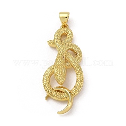 Pendente in ottone, serpente con fascino lunare, oro, 36.5x15x7mm, Foro: 5x3.5 mm