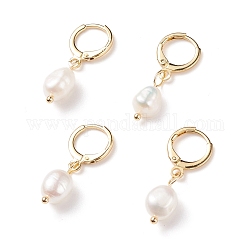 Orecchini a cerchio pendenti con perle naturali, gioielli in ottone per le donne, bianco, 29mm, ago :0.8mm
