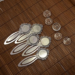 20mm Clear Domed Glass Cabochon Cover for Antique Silver DIY Alloy Portrait Bookmark Making, Cadmium Free & Nickel Free & Lead Free, Bookmark Cabochon Settings: 81x31mm, Tray: 20mm