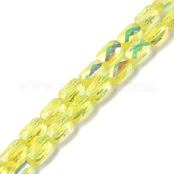 Trasparenti perle di vetro placca fili, ab colore, rettangolo di sfaccettato, giallo, 7x4.5x3.5mm, Foro: 1.2 mm, circa 77~71pcs/filo, 21.06''~22.44'' (53.5~57 cm)