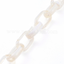 Handmade Acrylic Cable Chains, Imitation Gemstone Style, Flat Oval, Wheat, Links: 18.5x11.5x4.5mm, about 39.37 inch(1m)/strand