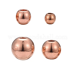 200 pièces 4 perles d'espacement en laiton, ronde, plaqué avec une lumière de couleur rose d'or, or rose, 3mm / 4mm / 5mm / 6mm, Trou: 1~1.5mm, 50 pièces / style