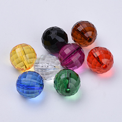 Perles en acrylique transparente, facette, ronde, couleur mixte, 10x10mm, Trou: 1.9mm, environ 878 pcs/500 g