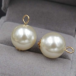 Pendenti di perle imitazione resina, con accessori in lega, tondo, oro, 8mm