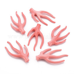 Synthetic Coral Beads, Branch, Dyed, Salmon, 59.5~60.5x36.5~37.5x8~9.5mm, Hole: 2mm