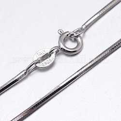 Collares de cadena de serpiente de plata de primera ley con baño de rodio, con cierres de anillo de resorte, Platino, 925 pulgada, 16mm
