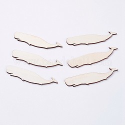 Cabochons en bois, baleine, amande blanchie, 9.4x2.3x0.25 cm