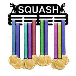 Estante de pared de exhibición de soporte de suspensión de medalla de hierro con tema de squash, con tornillos, patrón temático deportivo, 150x400mm