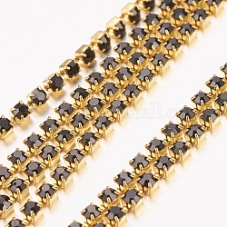 Cadenas de strass Diamante de imitación de bronce, cadena de la taza del rhinestone, 2880 Rhinestone de las PC / paquetes, Grado A, jet, 2mm, aproximadamente 28.87 pie (8.8 m) / paquete
