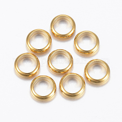 202 anelli di collegamento in acciaio inox, tondo, oro, 7x2mm, Foro: 5 mm