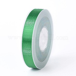 Двухсторонняя полиэфирная атласная лента, серебристый металлик, зелёные, 5/8 дюйм (16 мм), о 100yards / рулон (91.44 м / рулон)