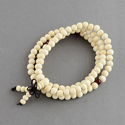 Dual-Use-Gütern, wrap Stil buddhistischen Schmuck weiße Holz runden Perlen Armbänder oder Halsketten, hellgoldrutengelb, 520 mm, 108 Stück / Armband