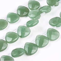 Chapelets de perles en aventurine vert naturel, perles percées, facette, larme, 13x13x5mm, Trou: 0.6mm, Environ 30 pcs/chapelet, 13.98 pouce (35.5 cm)